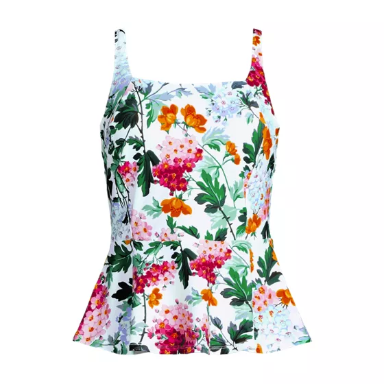 Women's Plus Size Full Coverage Underwire Peplum Tankini Top - primary