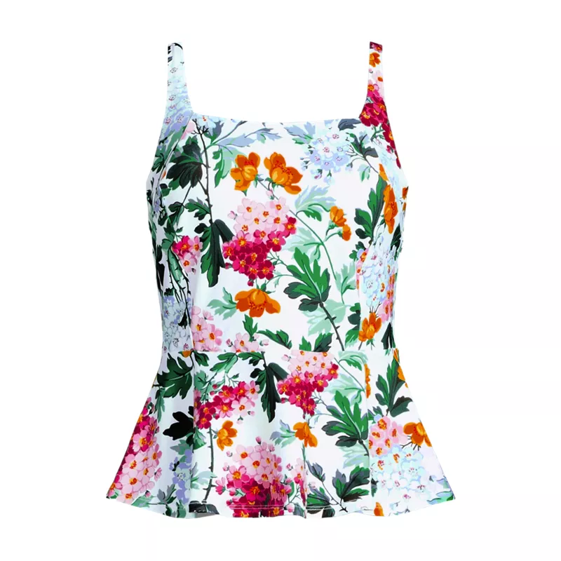 Women's Plus Size Full Coverage Underwire Peplum Tankini Top, Front