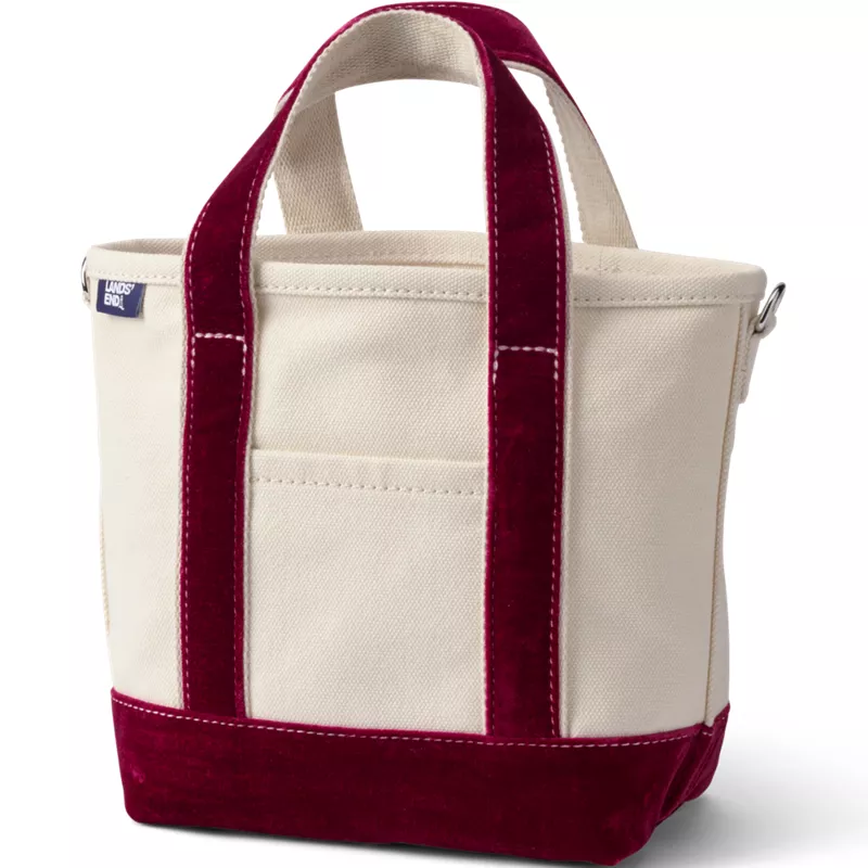 Small Velvet Open Top Canvas Tote, Front