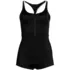 Womens Tugless Zip Romper One Piece Swimsuit, Front
