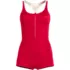 Womens Tugless Zip Romper One Piece Swimsuit, Front