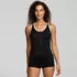 Womens Tugless Zip Romper One Piece Swimsuit, Front