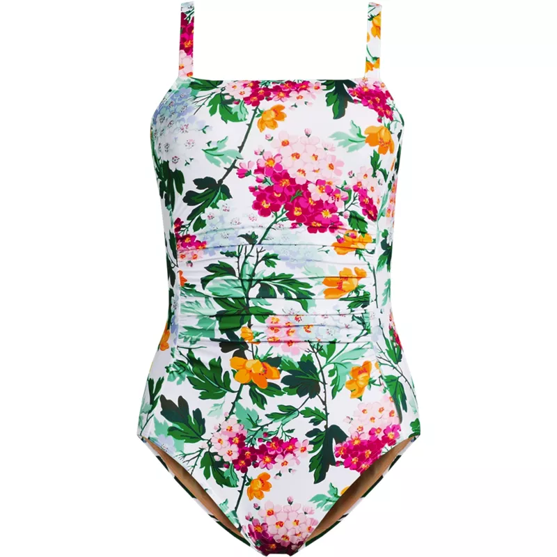 Women's Plus Size Square Neck One Piece Swimsuit, Front