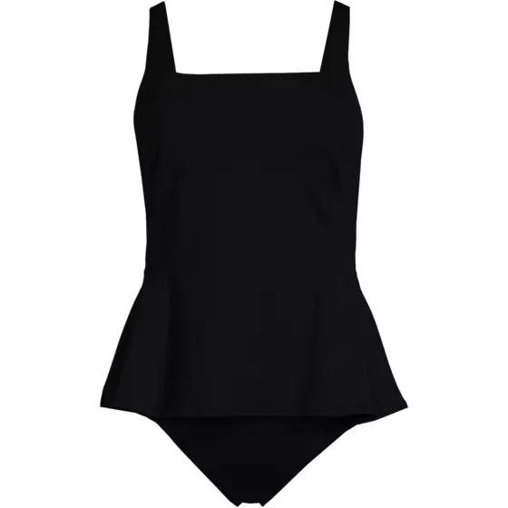 Women's Full Coverage Underwire Square Neck Peplum One Piece Swimsuit - primary
