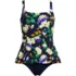 Women's Plus Size Full Coverage Underwire Square Neck Peplum One Piece Swimsuit, Front
