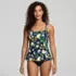 Women's Full Coverage Underwire Square Neck Peplum One Piece Swimsuit, Front