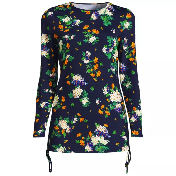 Women's Plus Size SunShade UPF50 Convertible Ruched Long Sleeve Rash Guard - primary