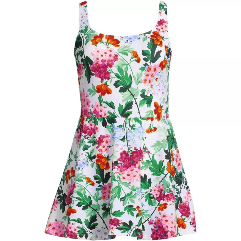 Women's Plus Size Tugless Tank Swim Dress, Front