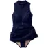 Women's Tugless High Neck Zip Front Sleeveless Swim Dress, alternative image