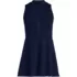 Women's Tugless High Neck Zip Front Sleeveless Swim Dress, Front