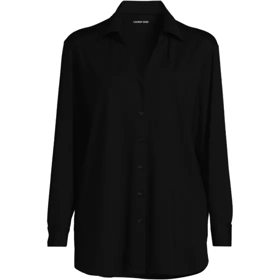 Women's SunShade UPF50 Long Sleeve Button Down Swim Cover Up Shirt Dress - primary