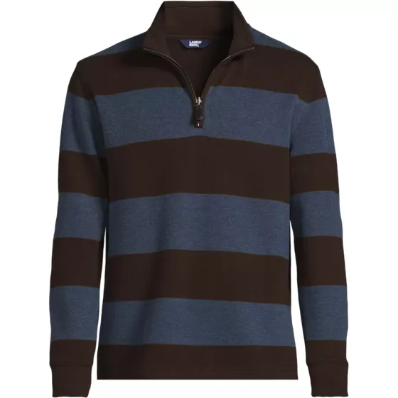 Men's Bedford Rib Casual Quarter Zip Pullover Sweater with Reversible Zipper - primary