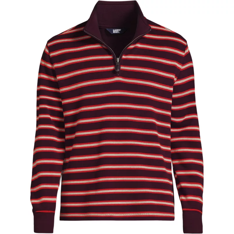 Men's Bedford Rib Casual Quarter Zip Pullover Sweater with Reversible Zipper, Front
