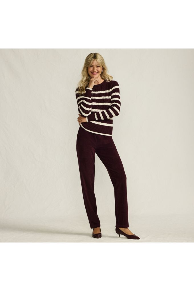 Lands' End Women's Sport Knit High Rise Corduroy Pants In Red