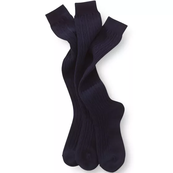 School Uniform Girls Solid Cable Knee Socks - primary