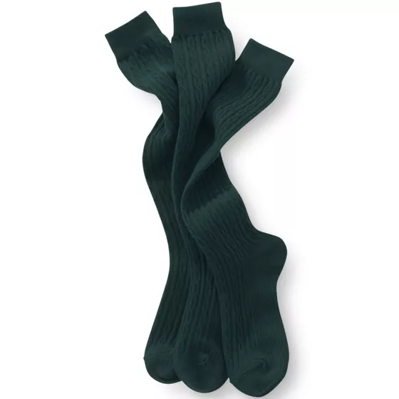 School Uniform Girls Solid Cable Knee Socks - primary