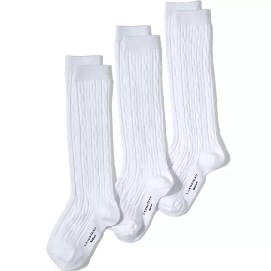 School Uniform Girls Solid Cable Knee Socks - primary