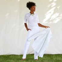 19SO 24/7 wide white pants M 白 日本製 綿麻混 白パンツ 涼やか麻混ワイドパンツ ワイド|白パンツ専門通販 白