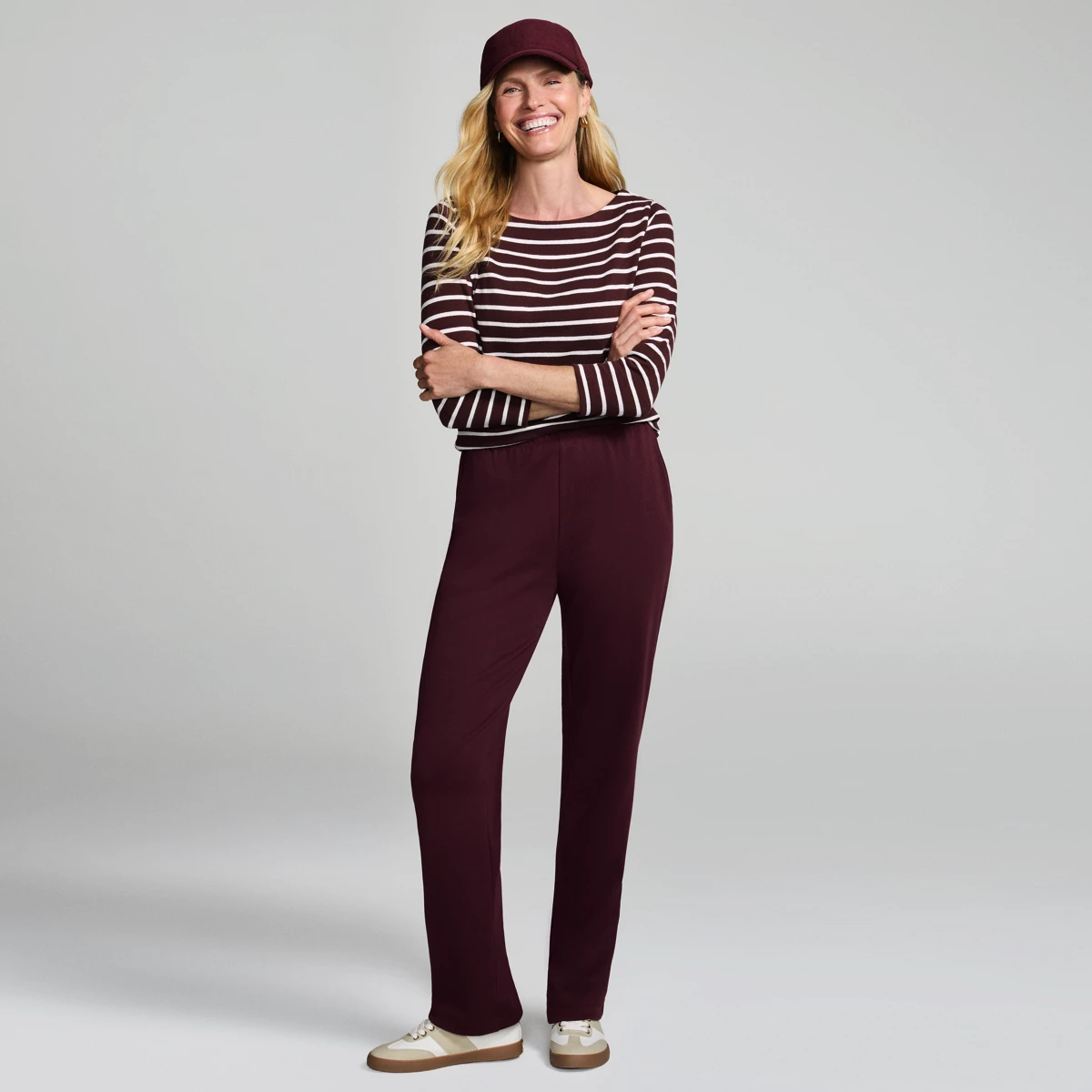 Tall Sport Knit High Rise Pants — Lush Burgundy by Lands' End