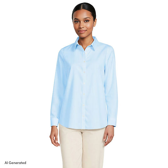 women's non iron dress shirts No Stretch Shirt in Blue size XS blending tailored sophistication with a soft Women's No Iron Dress Shirts