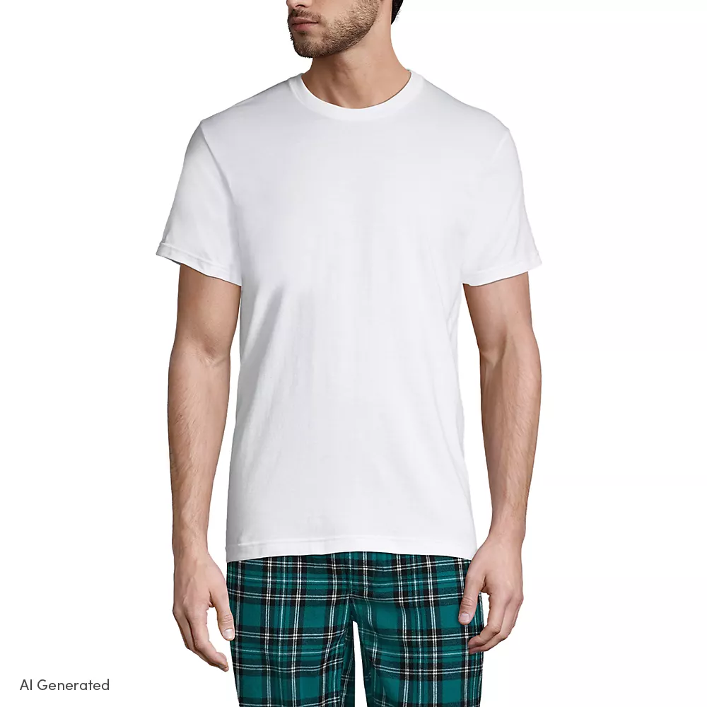 Tall Crew Neck T-shirt - 3-pack, Men, size: XL, tall, White, Cotton, by Lands' End