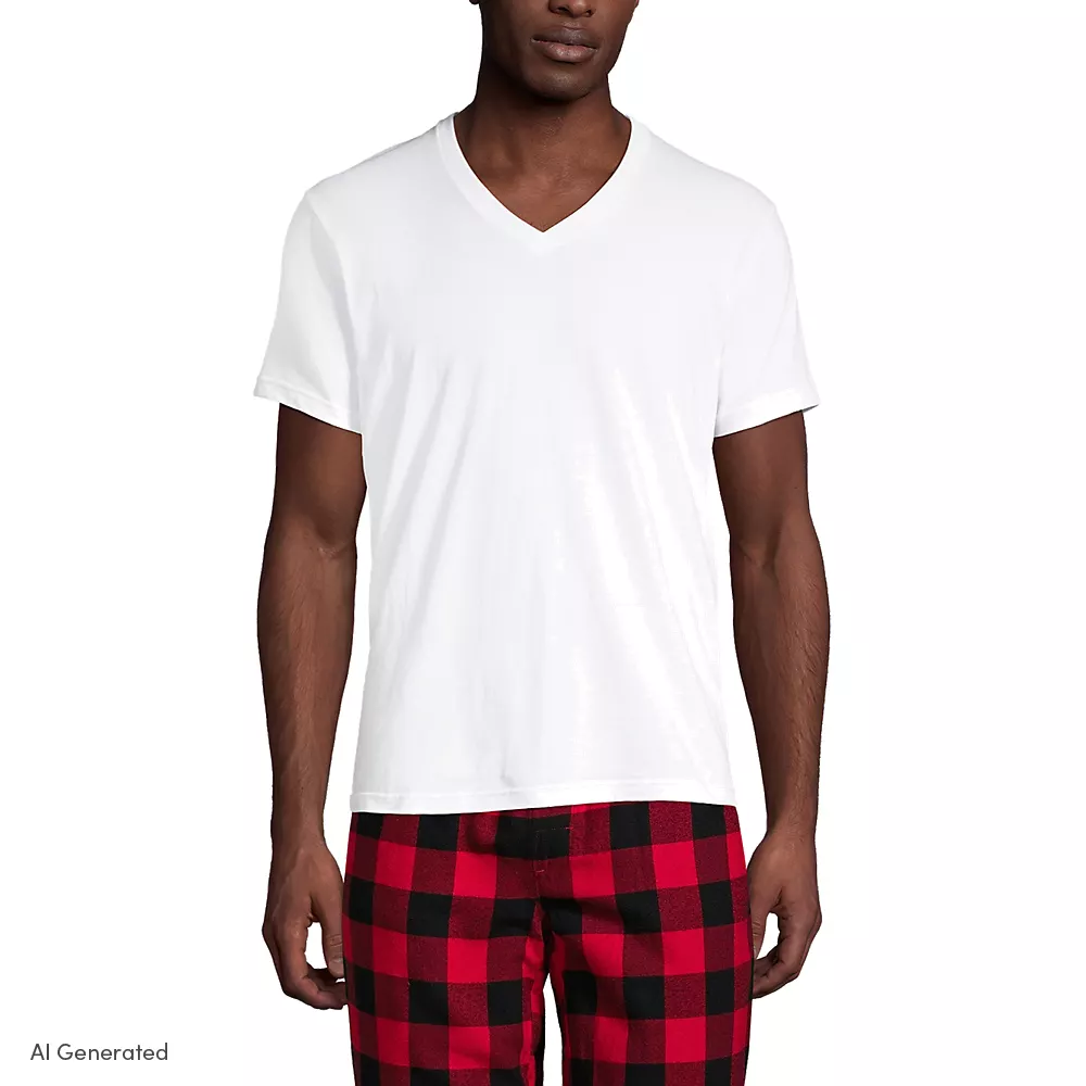 V-neck T-shirt - 3-pack, Men, size: XL, regular, White, Cotton, by Lands' End
