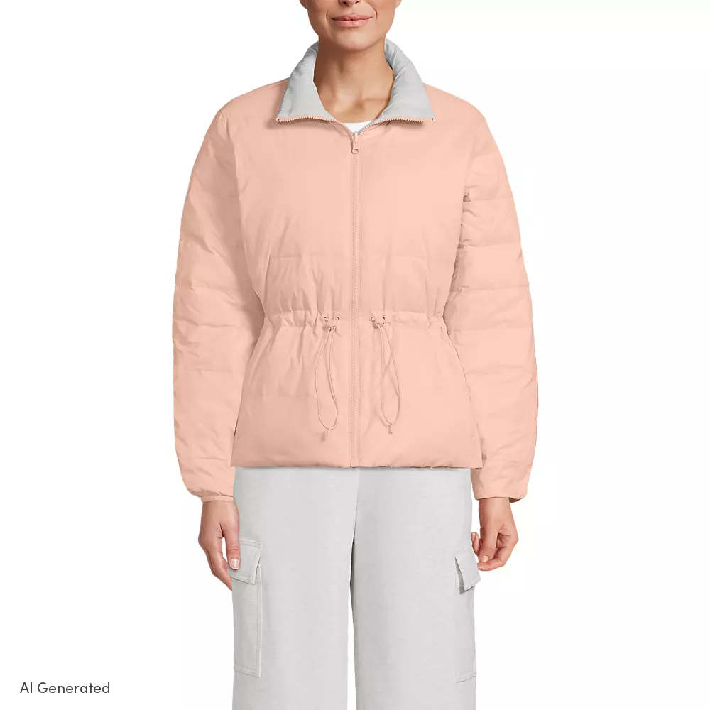 Wanderweight Down Ultralight Packable Reversible Jacket, Women, size: S, regular, Pink, Nylon, by Lands' End