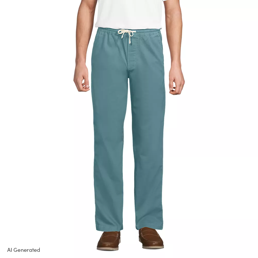Relaxed Chino Deck Trousers, Men, size: M 32, regular, Blue, Spandex/Cotton-blend, by Lands' End