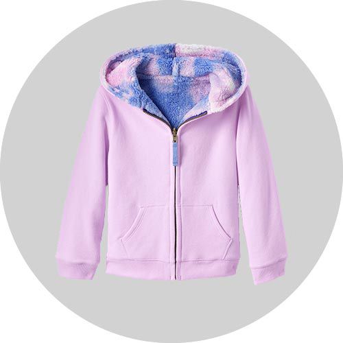 Lands End Kids Girls Blue Fleece Hooded Full Zip Jacket Size M(8-10)